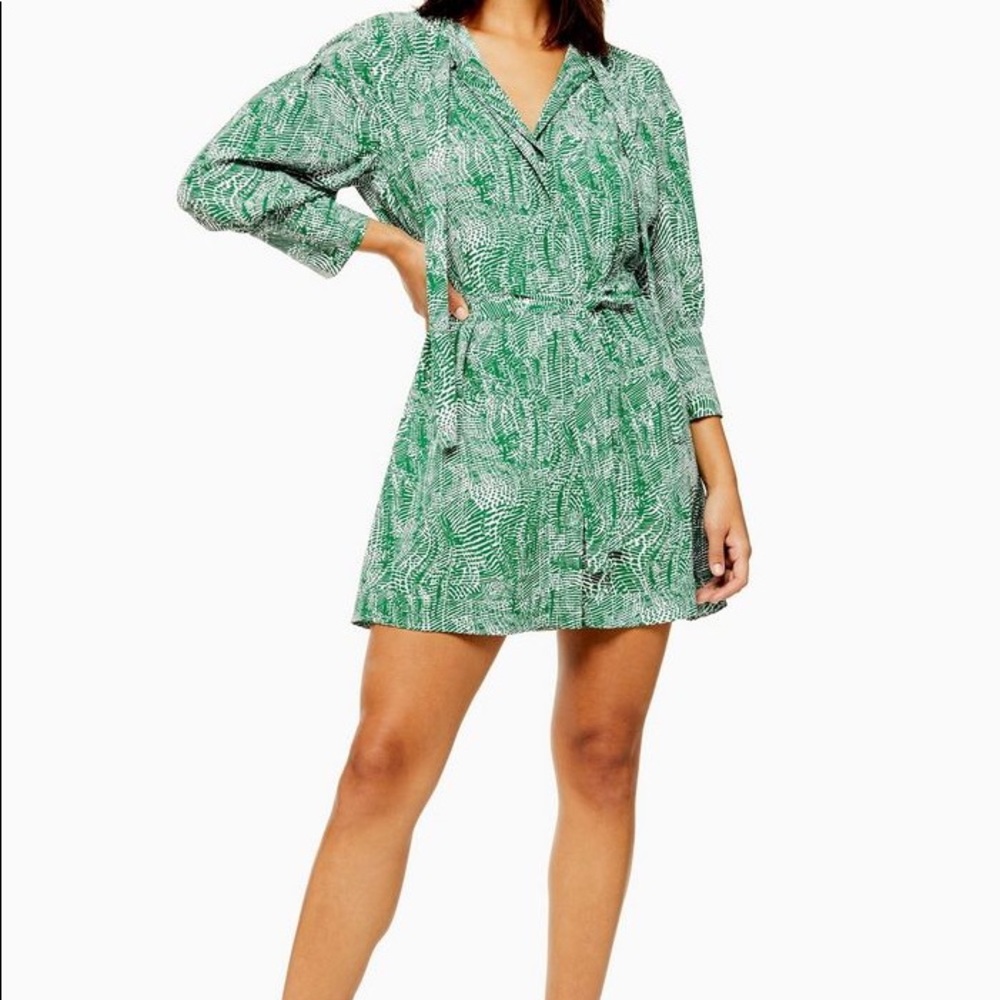 Topshop green animal print dress - tall